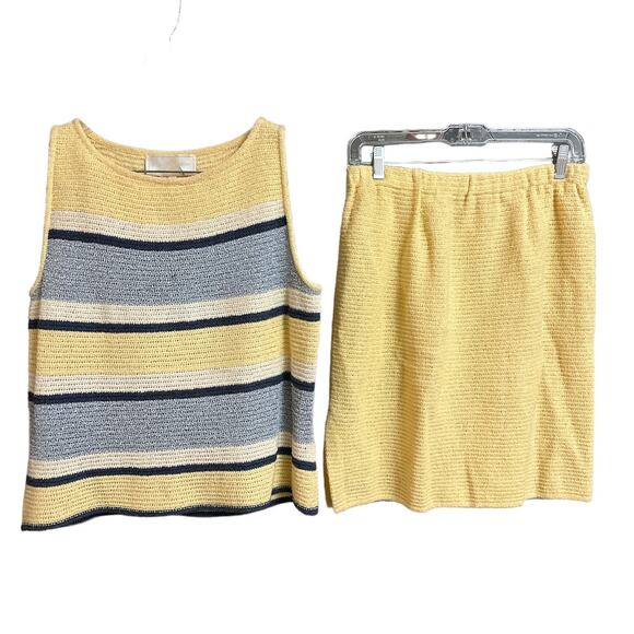 St. John Sport Mary Gray set of tank and skirt stripped yellow blue size M